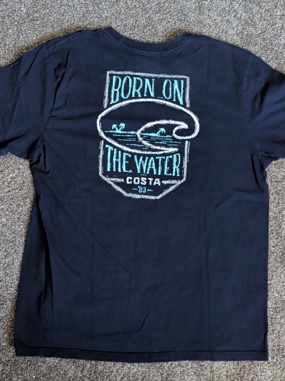 Costa "Born on the Water" Blue Size Large Short Sleeve Double-Sided Shirt